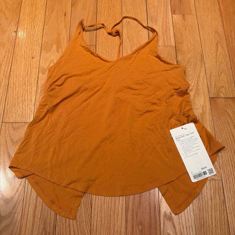 NWT Lululemon Modal Silk Yoga Tank | Orange | Size 4 | Loose Fitting/Twist Tie